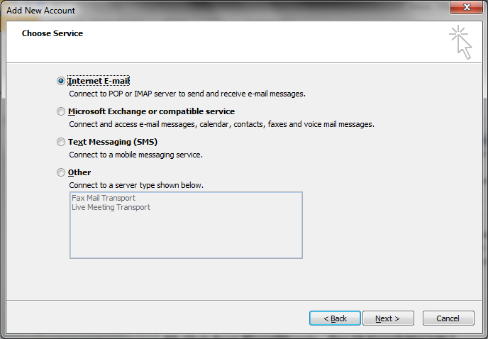 outlook2010 internet email