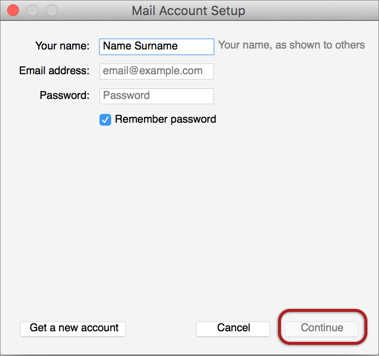 thunderbird mac account setup